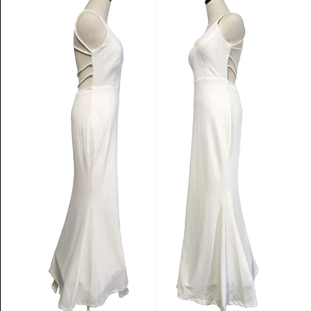 Lulus Made With Love White Sexy Elegant Strappy Back Large Mermaid Maxi Dress - Picture 2 of 12